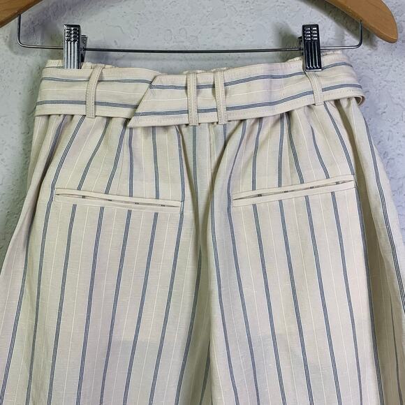 CLUB MONACO PANT STRIPED A-LINED HIGH WAISTED WIDE LEG CULOTTES CROP CREAM PANT - Picture 12 of 16